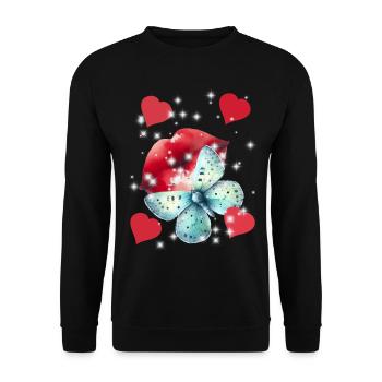 Coeurs Embrasser Bouche Amour Été Papillon - Sweat-shirt Unisexe - noir - Devant - Alina (178cm) & Michal (187cm)
