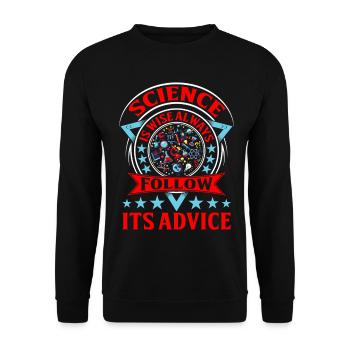 Wissenschaftliches Lebensmotto Design - Unisex Pullover - Schwarz - Vorne - Alina (178cm) & Michal (187cm)