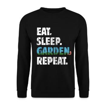 Manger dormir jardin répéter - Cadeau de jardinier - Sweat-shirt Unisexe - noir - Devant - Alina (178cm) & Michal (187cm)