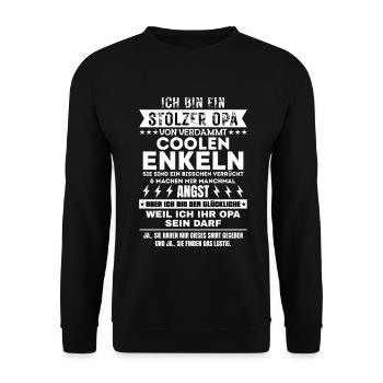 ICH BIN EIN STOLZER OPA VON VERDAMMT COOLEN ENKELN - Unisex Pullover - Schwarz - Vorne - Alina (178cm) & Michal (187cm)