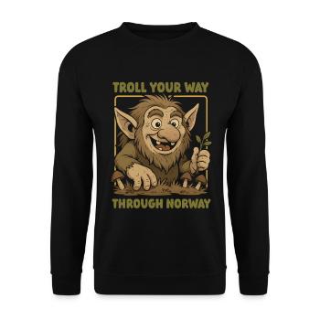 Norwegen Troll Fantasie Fabel Nordische Kultur - Unisex Pullover - Schwarz - Vorne - Alina (178cm) & Michal (187cm)