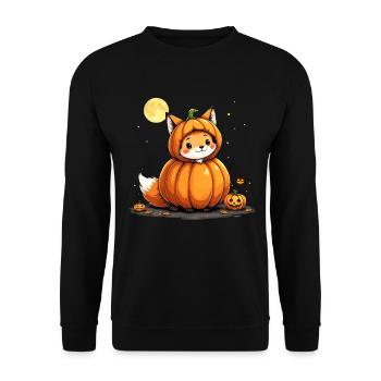 Kürbisfuchs Spuk yip! - Unisex Pullover - Schwarz - Vorne - Alina (178cm) & Michal (187cm)