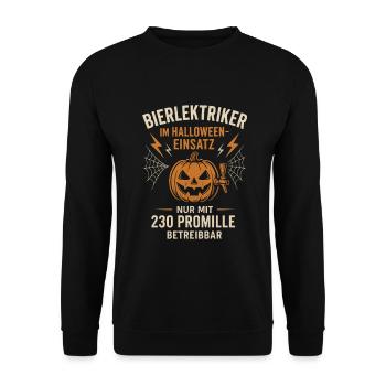 HALLOWEEN BIER ELEKTRIKER EINSATZ BIERLEKTRIKER - Unisex Pullover - Schwarz - Vorne - Alina (178cm) & Michal (187cm)