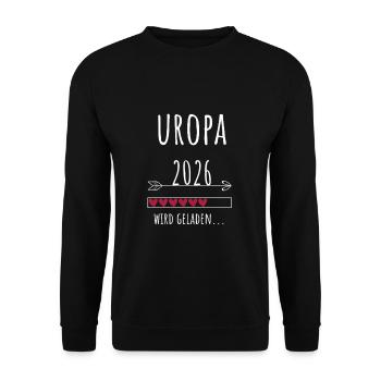Uropa 2026 Geschenk Urenkel Verkündung - Unisex Pullover - Schwarz - Vorne - Alina (178cm) & Michal (187cm)