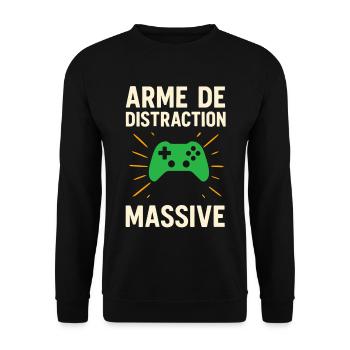 T-shirt gamer drôle – Arme de distraction massive - Sweat-shirt Unisexe - noir - Devant - Alina (178cm) & Michal (187cm)