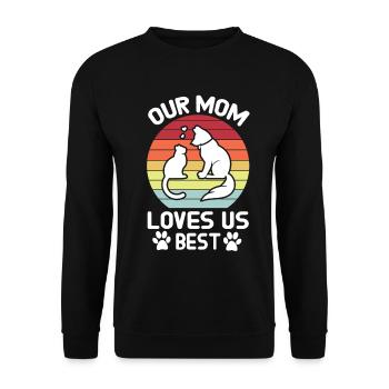 Our Mom Loves Us Best Cat Dog Design - Unisex Sweatshirt - black - Front - Alina (178cm) & Michal (187cm)