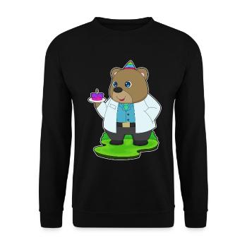 Bär Geburtstag Arzt - Unisex Pullover - Schwarz - Vorne - Alina (178cm) & Michal (187cm)
