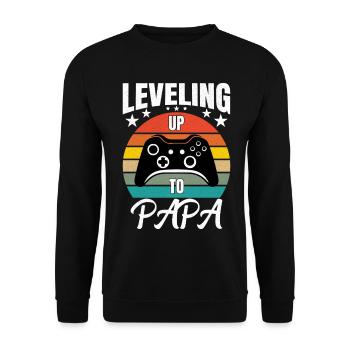 Leveling Up To Papa - Unisex Sweatshirt - black - Front - Alina (178cm) & Michal (187cm)