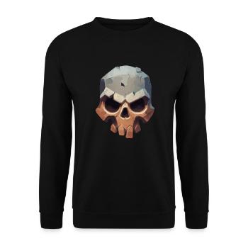 Stilisierter Schädel – Geometrischer Dark-Art Look - Unisex Pullover - Schwarz - Vorne - Alina (178cm) & Michal (187cm)