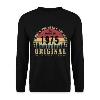 1975 Vintage Original 1975 Geburtstagsgeschenk - Unisex Pullover - Schwarz - Vorne - Alina (178cm) & Michal (187cm)