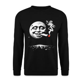Moonlit Mischief with Smiling Face - Unisex Sweatshirt - black - Front - Alina (178cm) & Michal (187cm)
