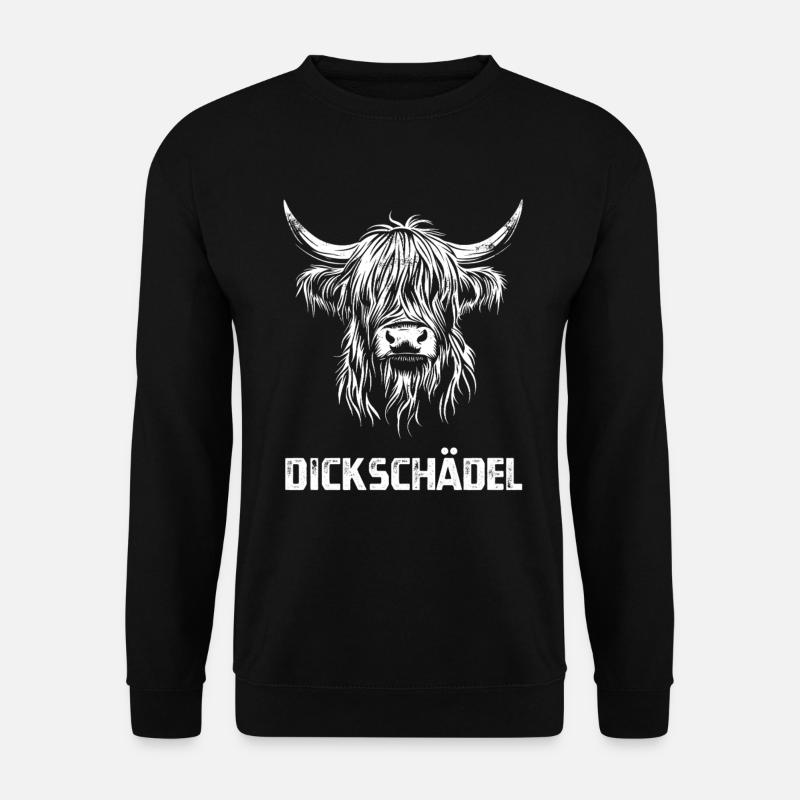 Dickschädel - Schottisches Hochlandrind - Spruch - Unisex Pullover - Schwarz