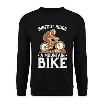 Bigfoot Mountain Bike Adventure Funny Outdoor Gift - Unisex Sweatshirt - black - Front - Alina (178cm) & Michal (187cm)