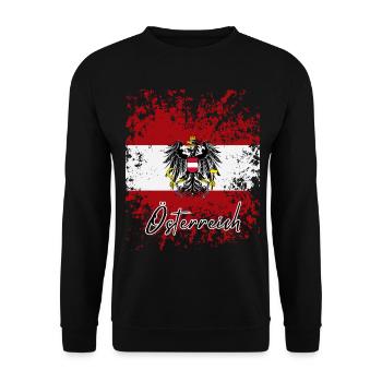 Flag of Austria grunge, I love Austria - Unisex Sweatshirt - black - Front - Alina (178cm) & Michal (187cm)