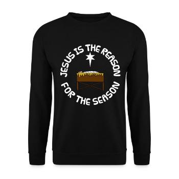Jesus ist der Grund für die Jahreszeit, die Geburt Christi - Unisex Pullover - Schwarz - Vorne - Alina (178cm) & Michal (187cm)