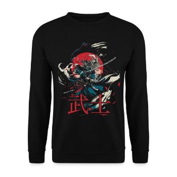 samurai krieger japanische designs - Unisex Pullover - Schwarz - Vorne - Alina (178cm) & Michal (187cm)