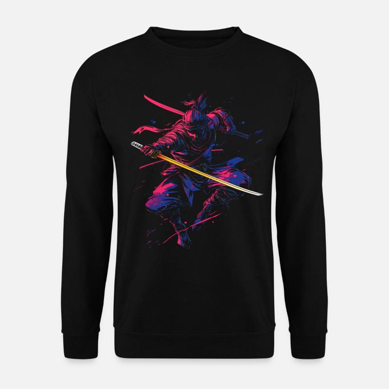 japanischer Samurai in Neonfarben - Unisex Pullover - Schwarz