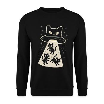 Chat, OVNI, Drôles de chatons et extraterrestres - Sweat-shirt Unisexe - noir - Devant - Alina (178cm) & Michal (187cm)