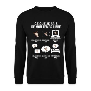 Ce que je fais de mon temps libre Âne - Sweat-shirt Unisexe - noir - Devant - Alina (178cm) & Michal (187cm)