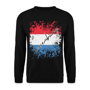 Luxembourg grunge flag, I love Luxembourg - Unisex Sweatshirt - black - Front - Alina (178cm) & Michal (187cm)