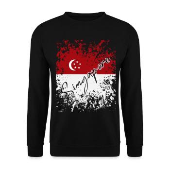 Grunge Singapore Flag, I Love Singapore - Unisex Sweatshirt - black - Front - Alina (178cm) & Michal (187cm)