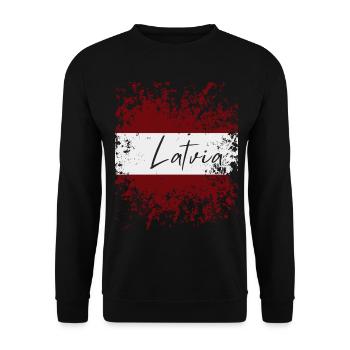 Grunge Drapeau letton : j’adore la Lettonie - Sweat-shirt Unisexe - noir - Devant - Alina (178cm) & Michal (187cm)