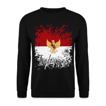 Drapeau indonésien grunge, j’adore l’Indonésie - Sweat-shirt Unisexe - noir - Devant - Alina (178cm) & Michal (187cm)