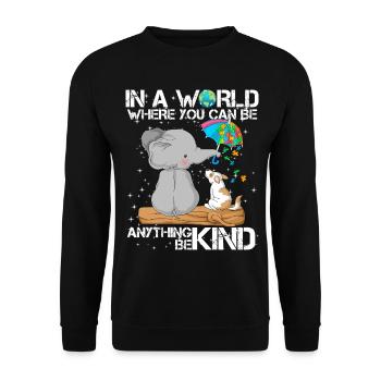 Elephant and Puppy Autism Awareness support - Unisex Sweatshirt - black - Front - Alina (178cm) & Michal (187cm)