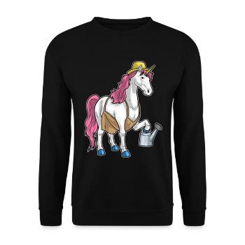 Licorne jardinier arrosoir pot de jardin - Sweat-shirt Unisexe - noir - Devant - Alina (178cm) & Michal (187cm)