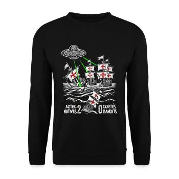 Bataille maritime aztèque Histoire alternative Design - Sweat-shirt Unisexe - noir - Devant - Alina (178cm) & Michal (187cm)