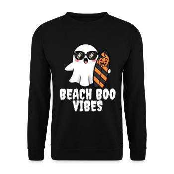 BEACH BOO VIBES - GHOST HALLOWEEN - Unisex Sweatshirt - black - Front - Alina (178cm) & Michal (187cm)