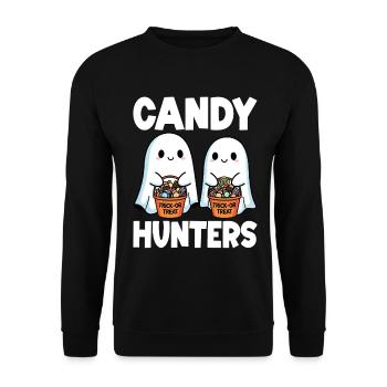 CANDY HUNTERS - GHOST HALLOWEEN  - Unisex Sweatshirt - black - Front - Alina (178cm) & Michal (187cm)