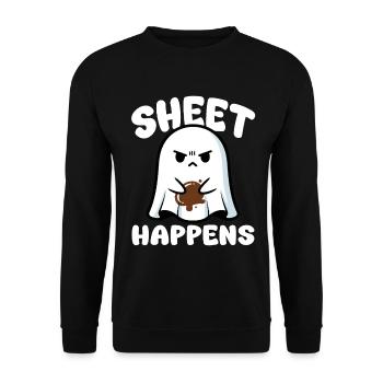 SHEET HAPPENS - GHOST HALLOWEEN - Unisex Sweatshirt - black - Front - Alina (178cm) & Michal (187cm)