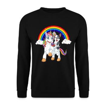 Licorne arc-en-ciel magique et bouledogue français - Sweat-shirt Unisexe - noir - Devant - Alina (178cm) & Michal (187cm)