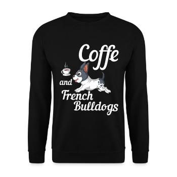 Coffee and French Bulldogs – Cute Frenchie  - Unisex Sweatshirt - black - Front - Alina (178cm) & Michal (187cm)
