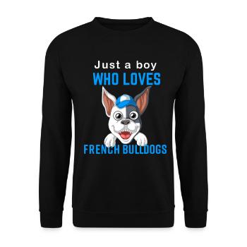 Französische Bulldogge Für Jungs, die lieben - Unisex Pullover - Schwarz - Vorne - Alina (178cm) & Michal (187cm)