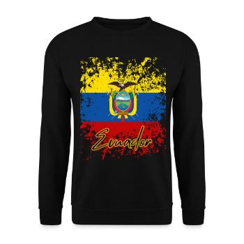 Ecuadorianischer Stolz, Flagge von Ecuador - Unisex Pullover - Schwarz - Vorne - Alina (178cm) & Michal (187cm)