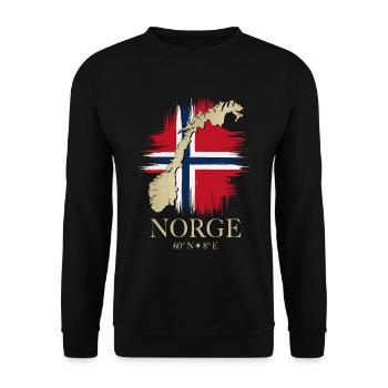 Norge Norwegen Flagge Karte Koordinaten 60°N 8°E - Unisex Pullover - Schwarz - Vorne - Alina (178cm) & Michal (187cm)