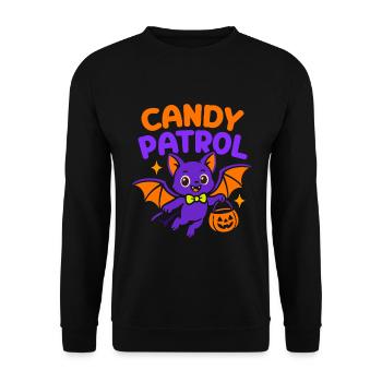 Fledermaus Candy Patrol – Süßes oder Saures - Unisex Pullover - Schwarz - Vorne - Alina (178cm) & Michal (187cm)