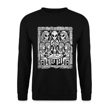 Außerirdische Essszene - Unisex Pullover - Schwarz - Vorne - Alina (178cm) & Michal (187cm)