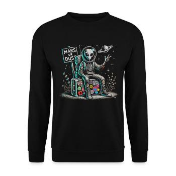 Außerirdischer Astronaut mit Weltraumelementen - Unisex Pullover - Schwarz - Vorne - Alina (178cm) & Michal (187cm)