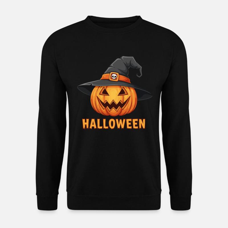 Spooky Halloween Jack-o'-lantern with witch hat - Unisex Sweatshirt - black
