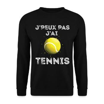 Ich kann nicht Ich habe Tennisspieler Idee Lustiges Geschenk - Unisex Pullover - Schwarz - Vorne - Alina (178cm) & Michal (187cm)