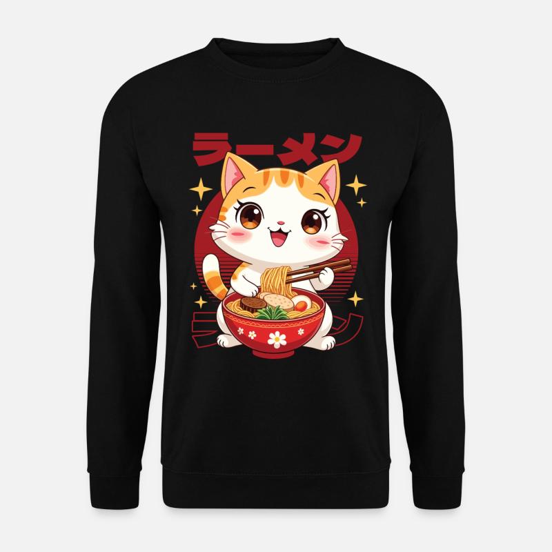 Kitten with ramen in kawaii style - Unisex Sweatshirt - black