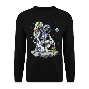 Weltraumastronaut Botaniker - Unisex Pullover - Schwarz - Vorne - Alina (178cm) & Michal (187cm)