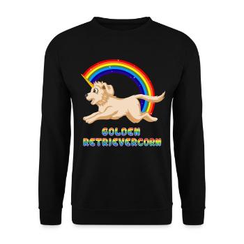 Golden Retriever Einhorn Regenbogen Design - Unisex Pullover - Schwarz - Vorne - Alina (178cm) & Michal (187cm)