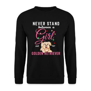 Golden Retriever Mädchen Freundschaft - Unisex Pullover - Schwarz - Vorne - Alina (178cm) & Michal (187cm)
