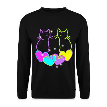 Coeur rétro Chats Coeurs de la Saint-Valentin - Sweat-shirt Unisexe - noir - Devant - Alina (178cm) & Michal (187cm)