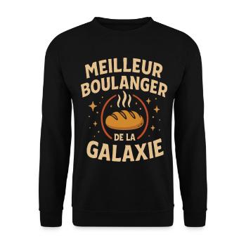 Bester Bäcker Galaxie humorvolles Geschenk - Unisex Pullover - Schwarz - Vorne - Alina (178cm) & Michal (187cm)