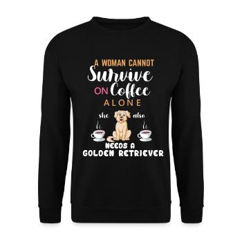 Women’s Coffee Love Cheerful Golden Retriever - Unisex Sweatshirt - black - Front - Alina (178cm) & Michal (187cm)